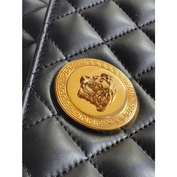 VERSACE Black Quilted Calfskin Leather Medusa Crossbody Bag $2200 NEW WITH TAGS - Picture 15 of 16
